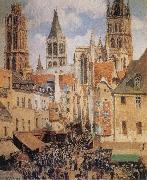 Camille Pissarro, The Old Marketplace in Rouen and the Rue de l-Epicerie